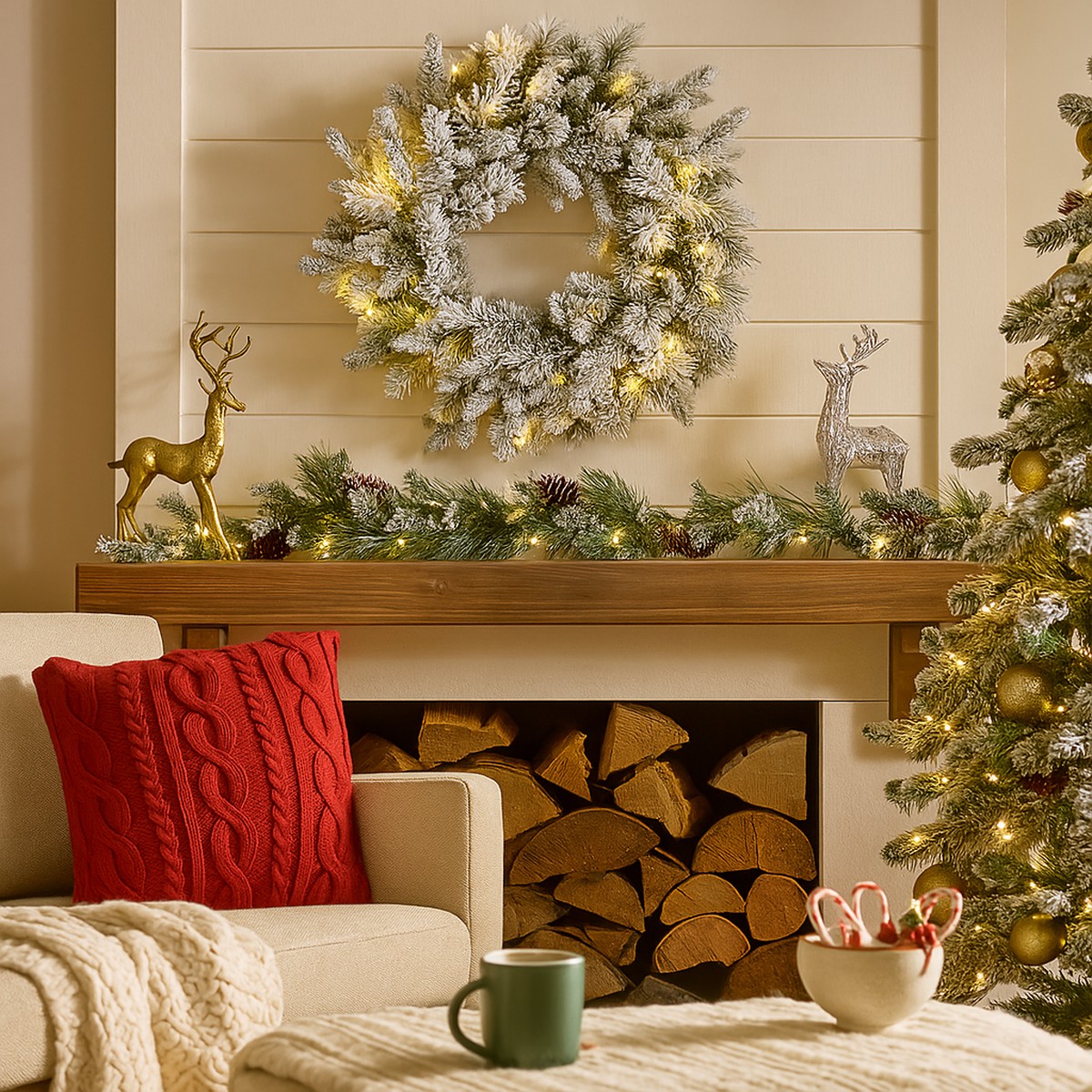 Christmas Wreath Snowy Wesley 61cm