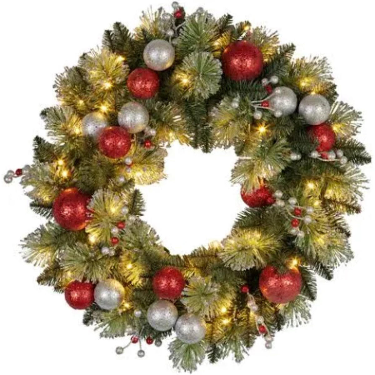 Christmas Wreath with Lights Jingle Bells 61cm