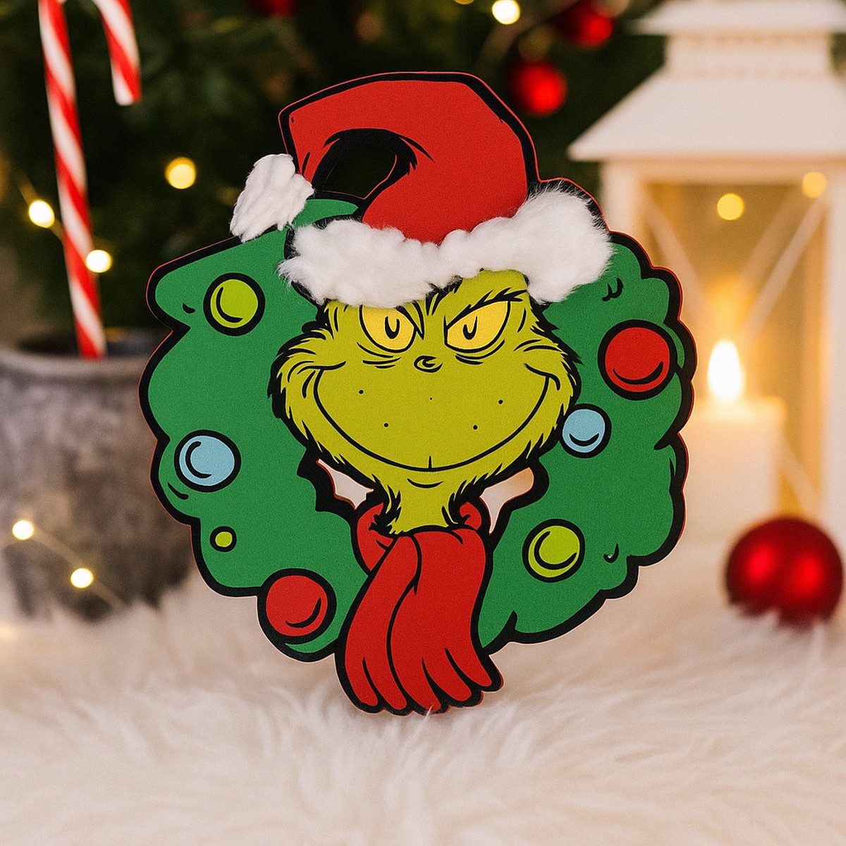 Dr. Seuss Whimsy Wall Decor Grinch With Wreath 69cm