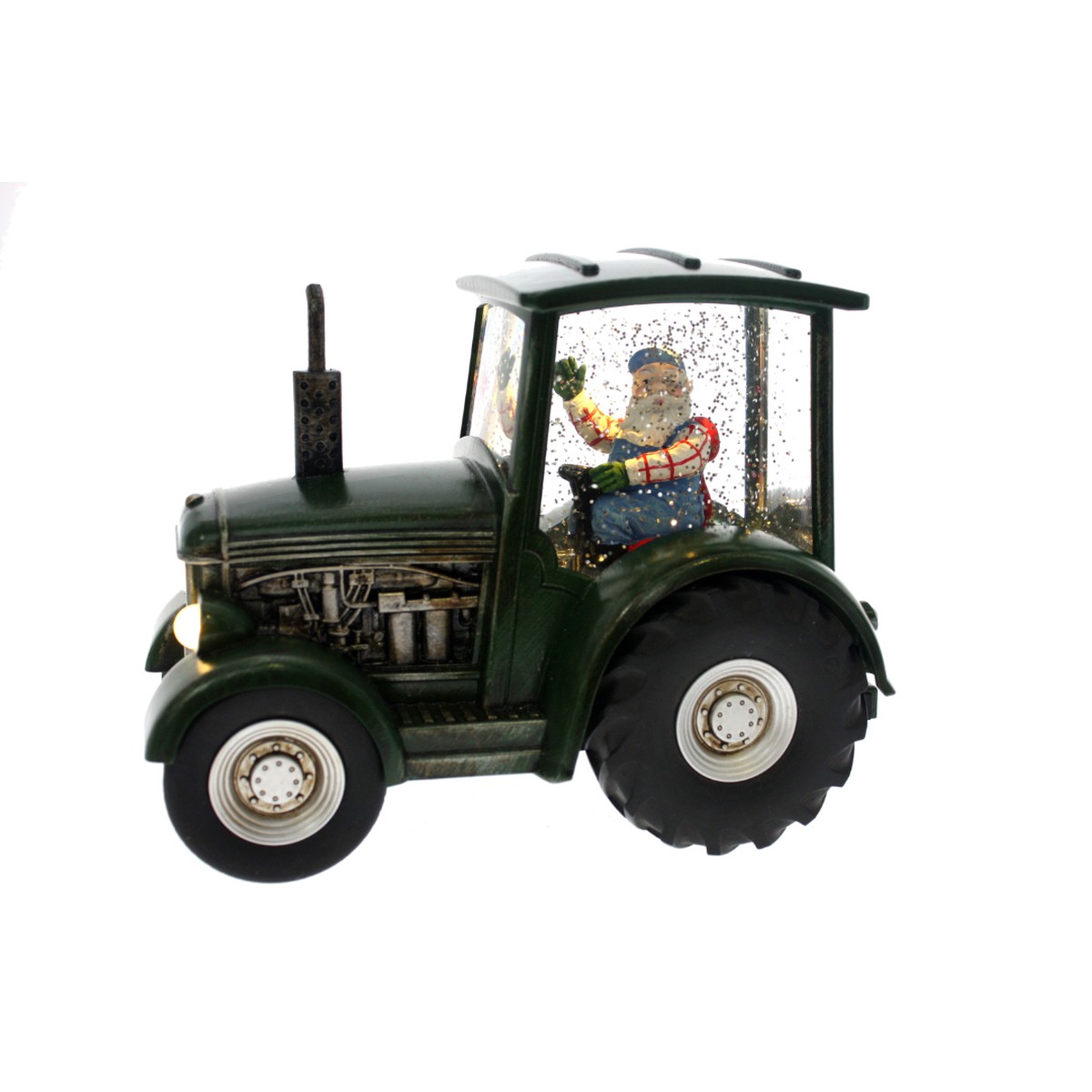 Led Tractor Santa Green Warm White 16.5cm Battery Operated