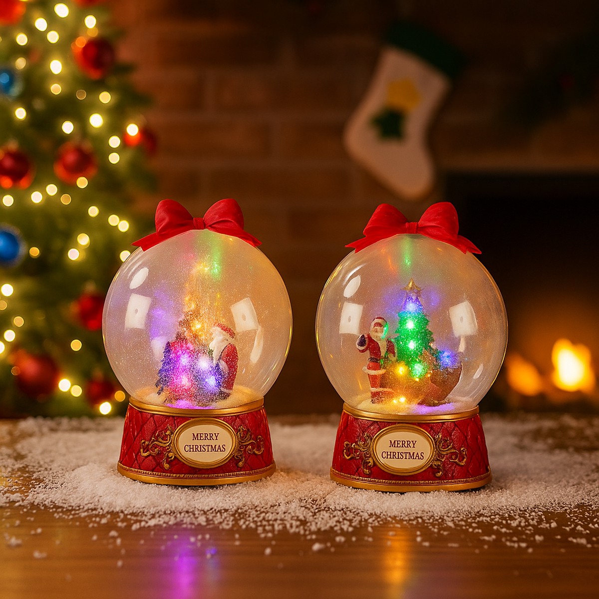 Animated Christmas LED Snowglobe Ornament With Music 20.5x20.5x26.5cm Assorted