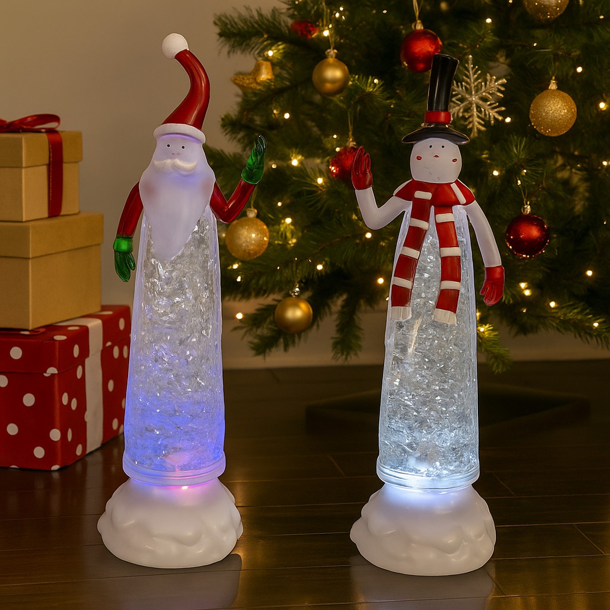 Glitter Swirl Slender Santa and Snowman USB