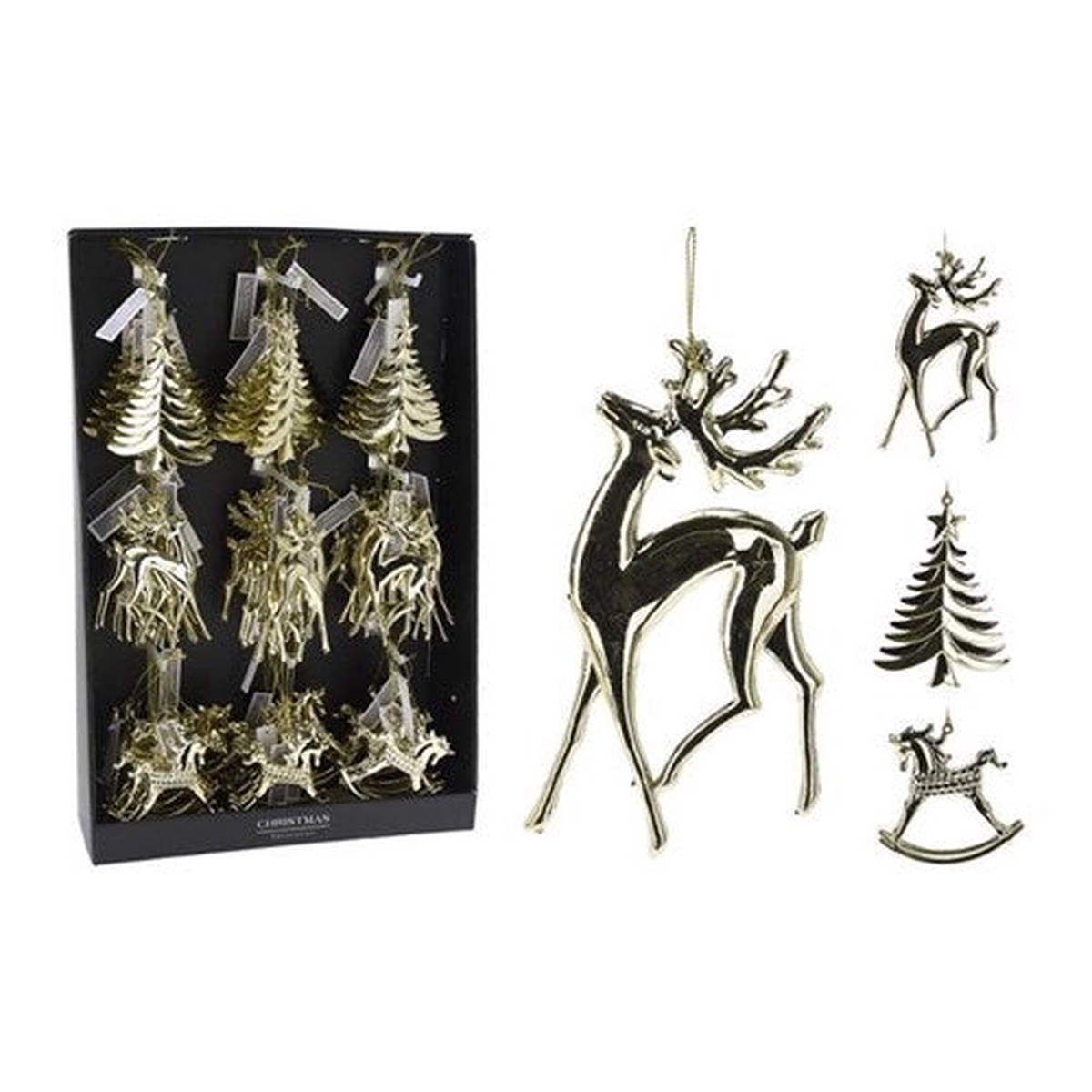 Hanging Decoration Pp 14cm Gold 3 Assorted