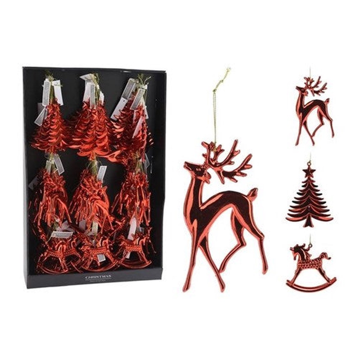 Hanging Decoration Pp 14cm Red 3 Assorted