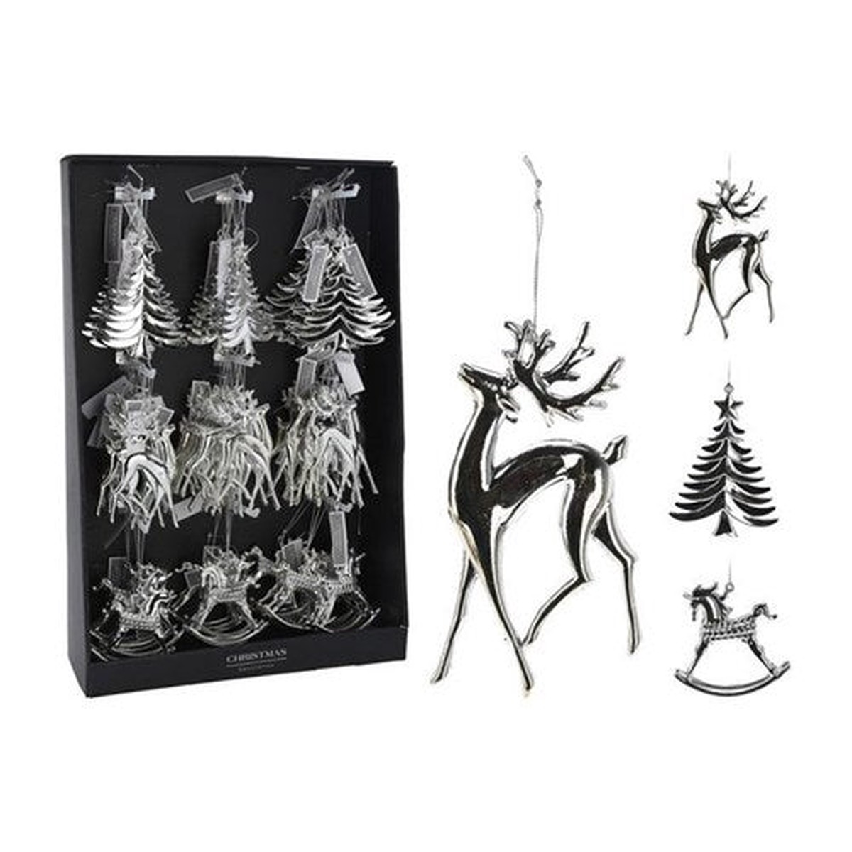 Hang Decoration Pp 14cm Silver 3 Assorted