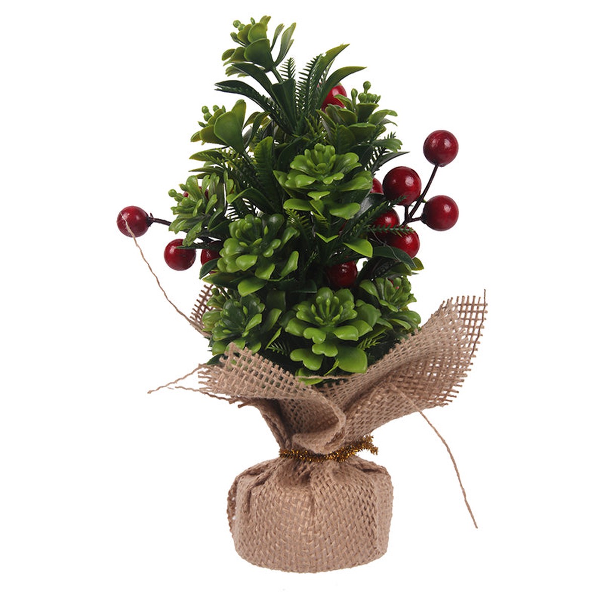 20CM BERRY CHRISTMAS TREE W/BURLAP POT
