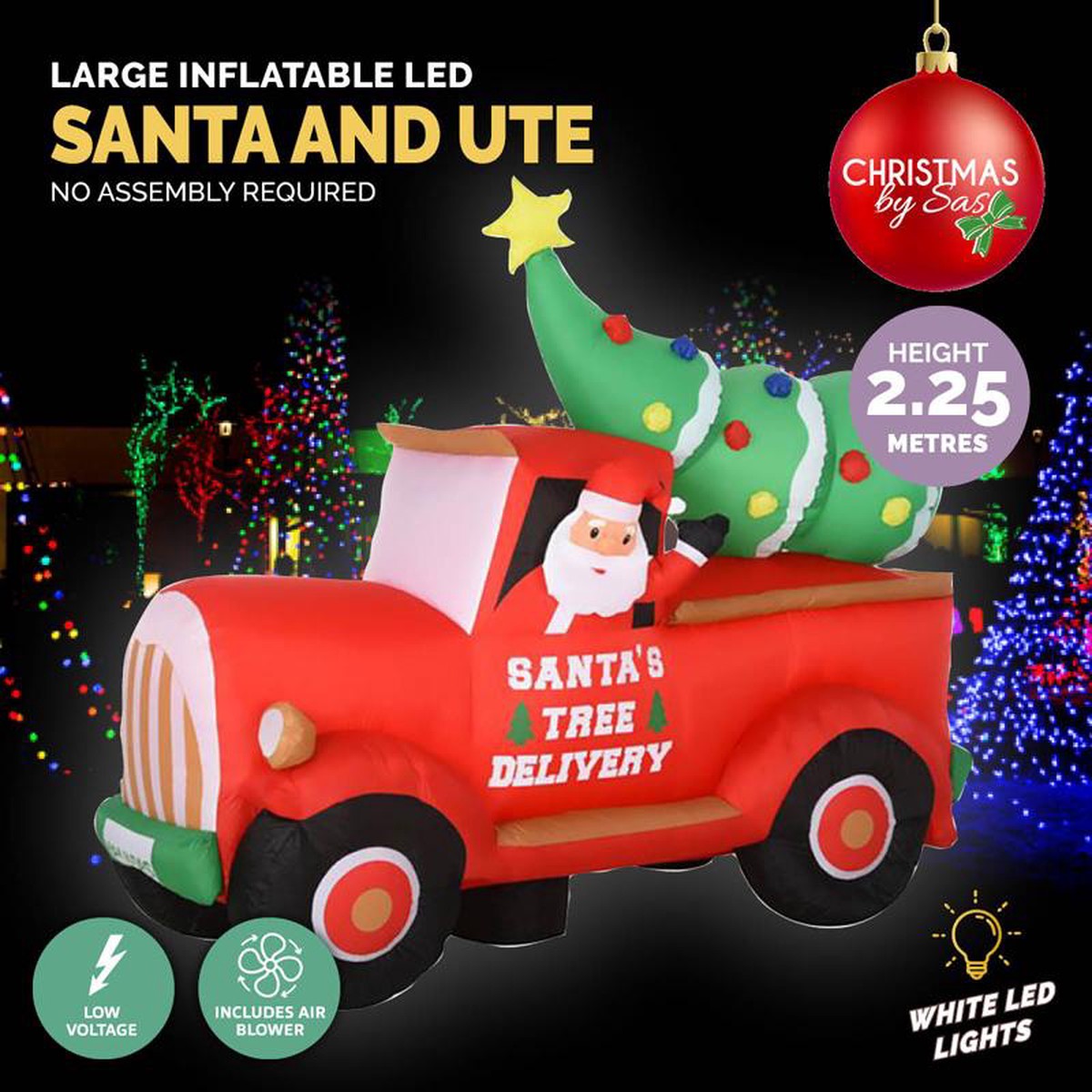 Inflatable Santa and Ute 190x 225cm Low Voltage
