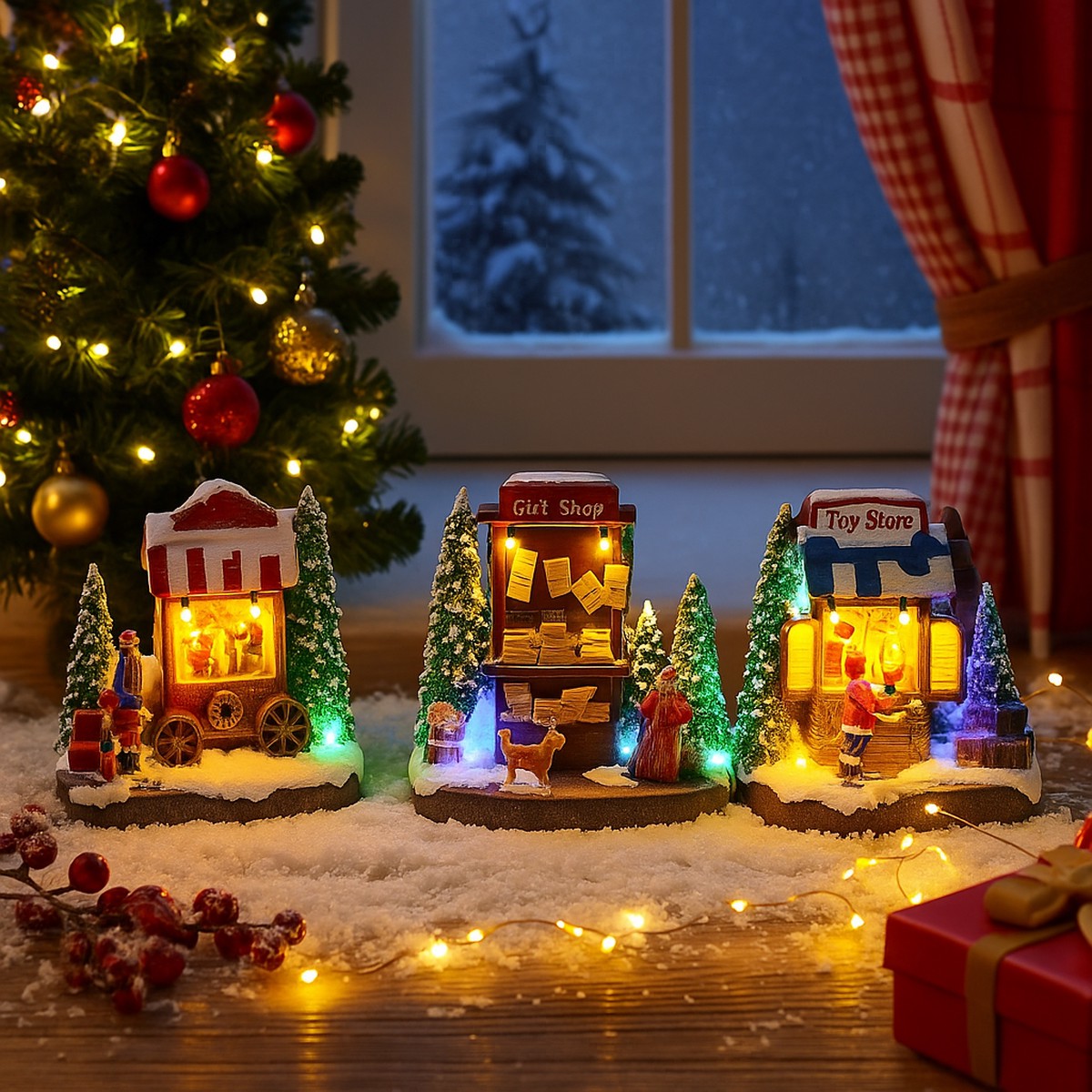 Christmas Light Up Shop 13.5x7.5x11cm Assorted