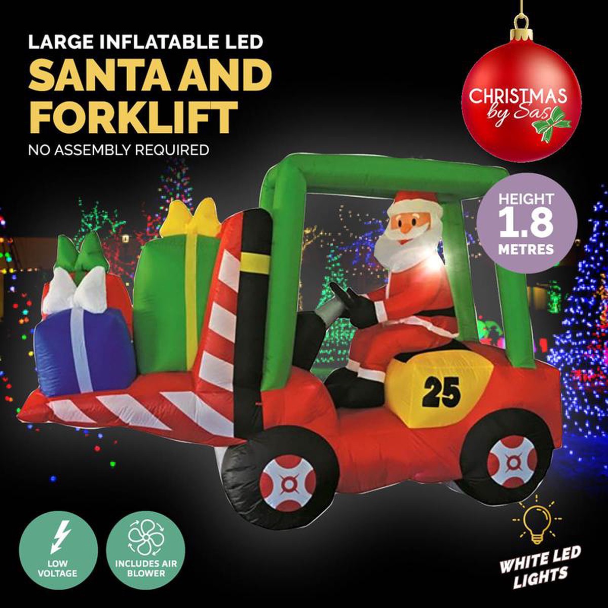 Inflatable Santa and Forklift 240x180cm Low Voltage