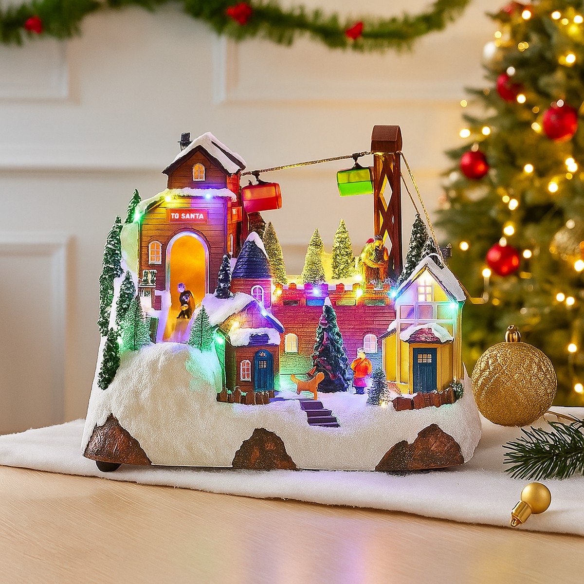 Christmas LED Village with Turning Function and Music 29.5x17.5x24cm