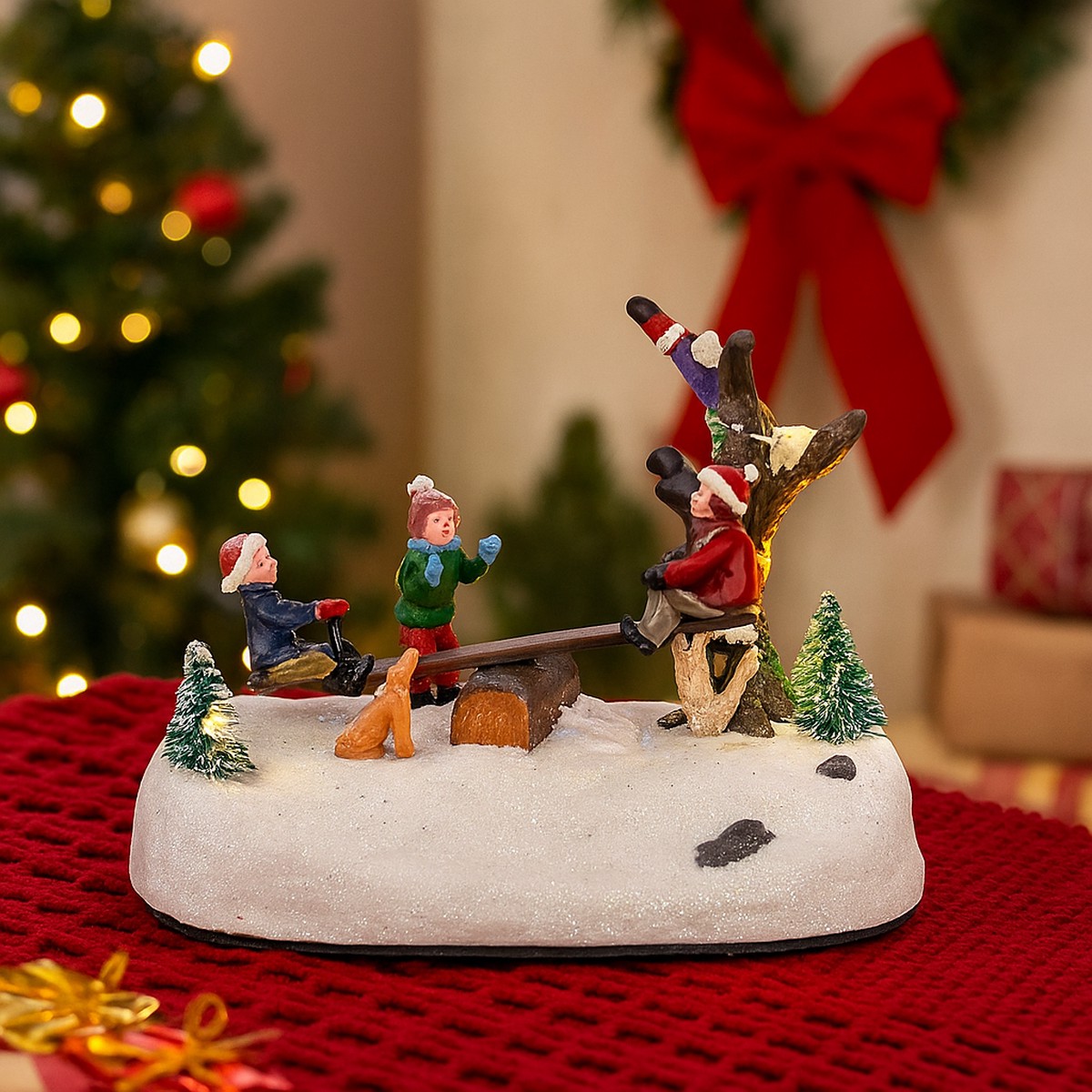 Christmas LED Winter Scene With Moving See Saw 18.2x11.5x14.7cm