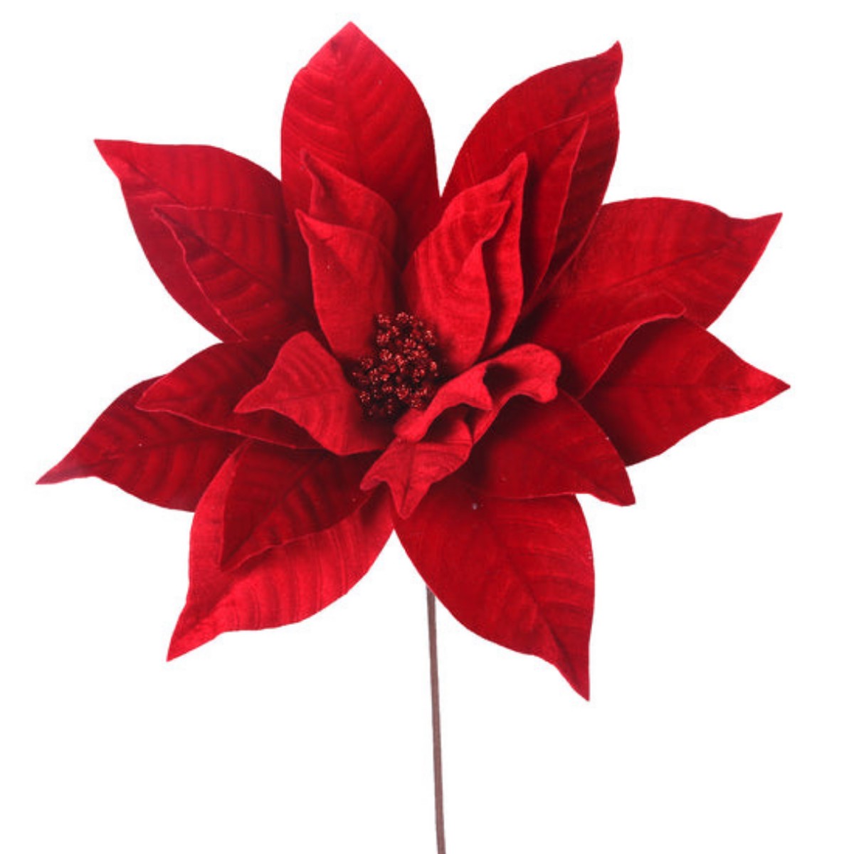22 Petals Red Velour Poinsettia 45cm with 50cm Stem