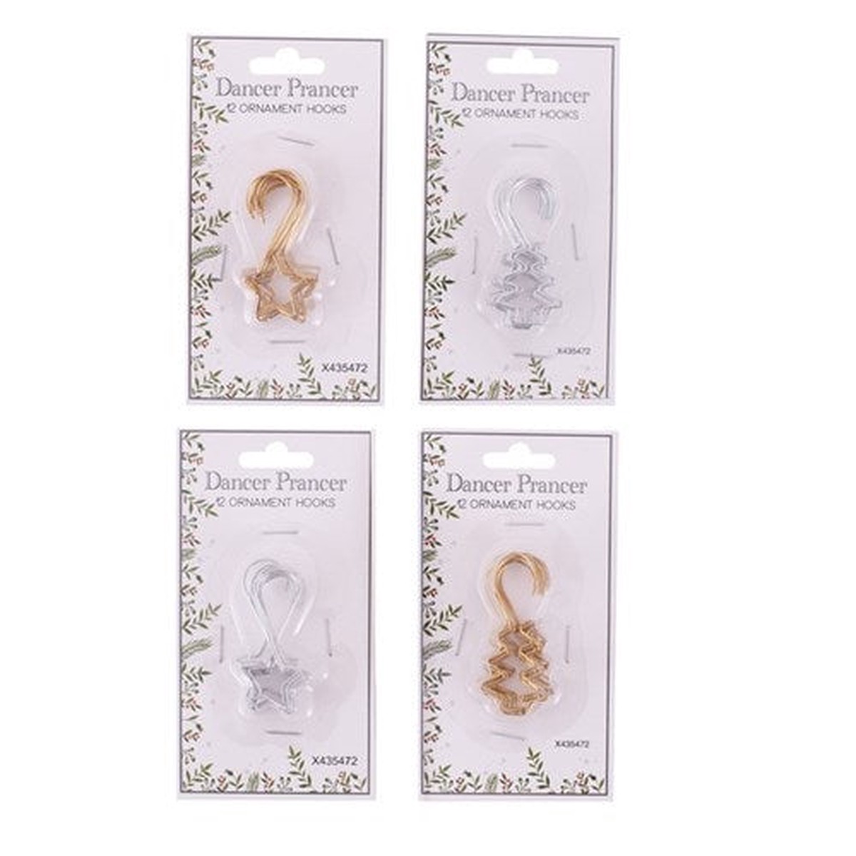 Wire Ornament Hooks Gold, Silver 4 assorted 12Pk