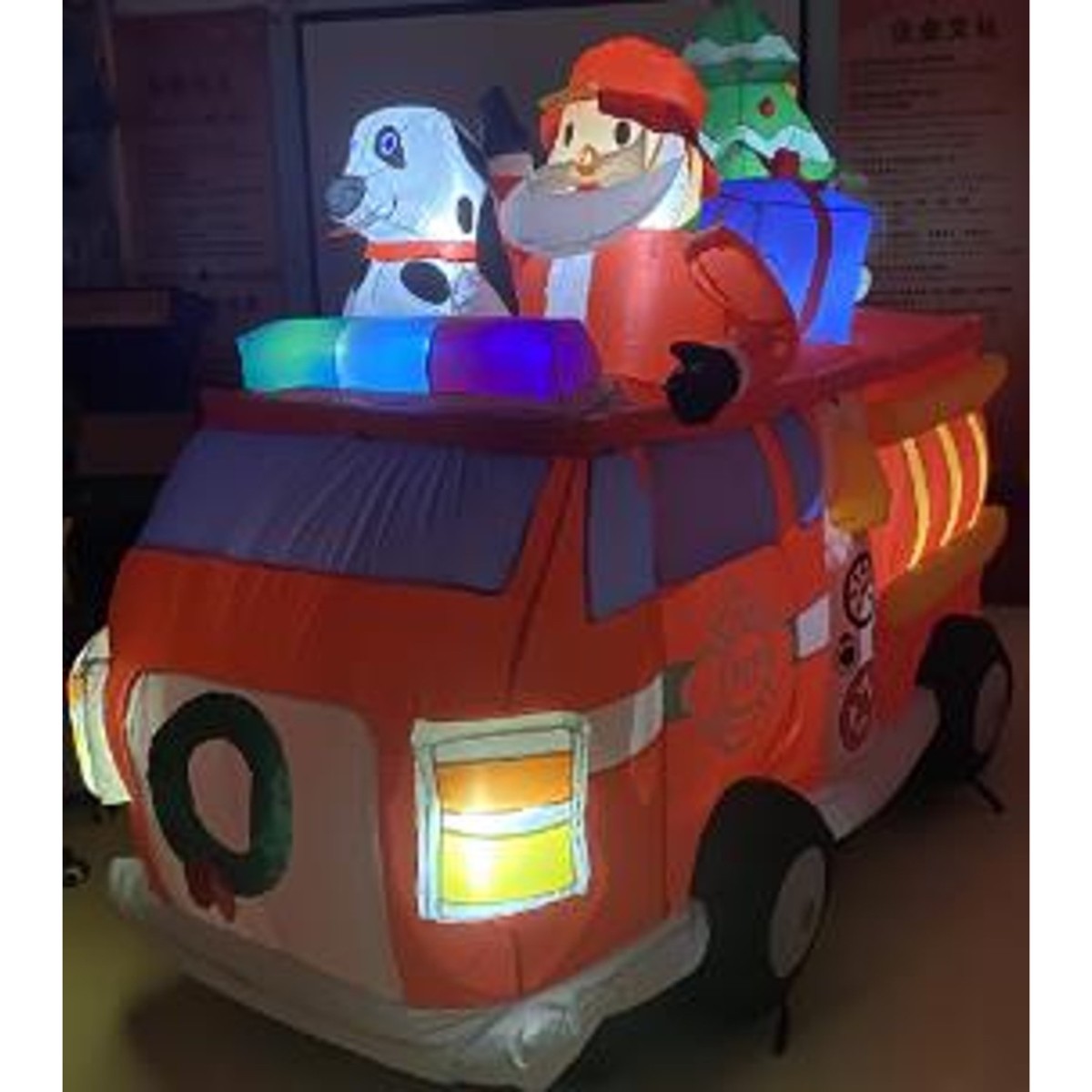 Santa Fire Truck Inflatable 8ft Long