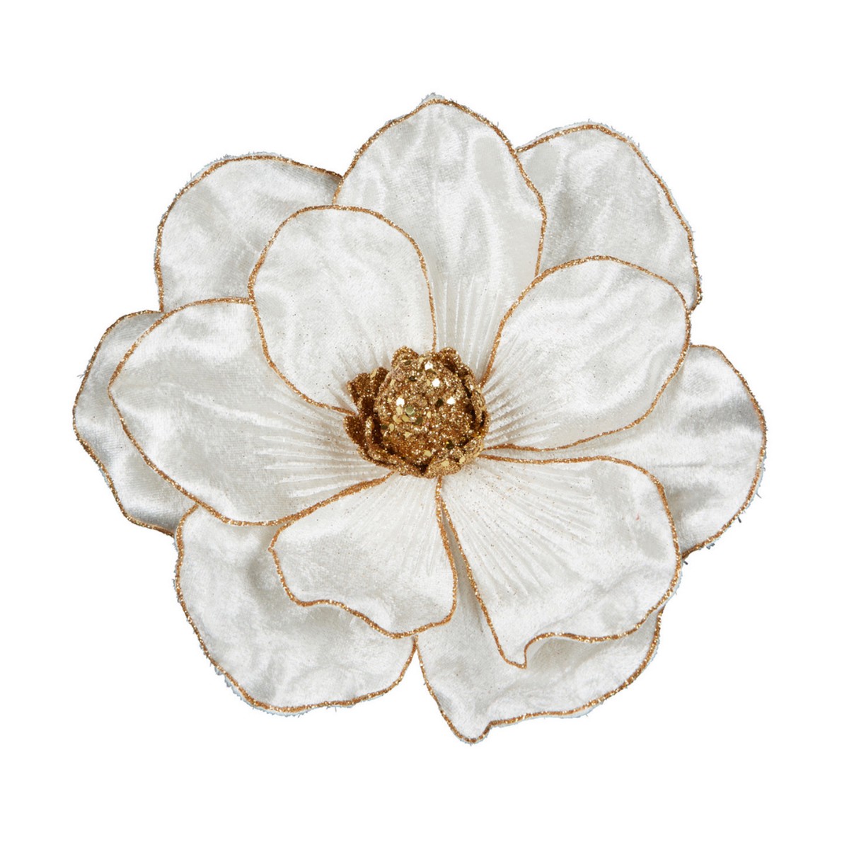 White/Gold Magnolia Clip-On 20cm