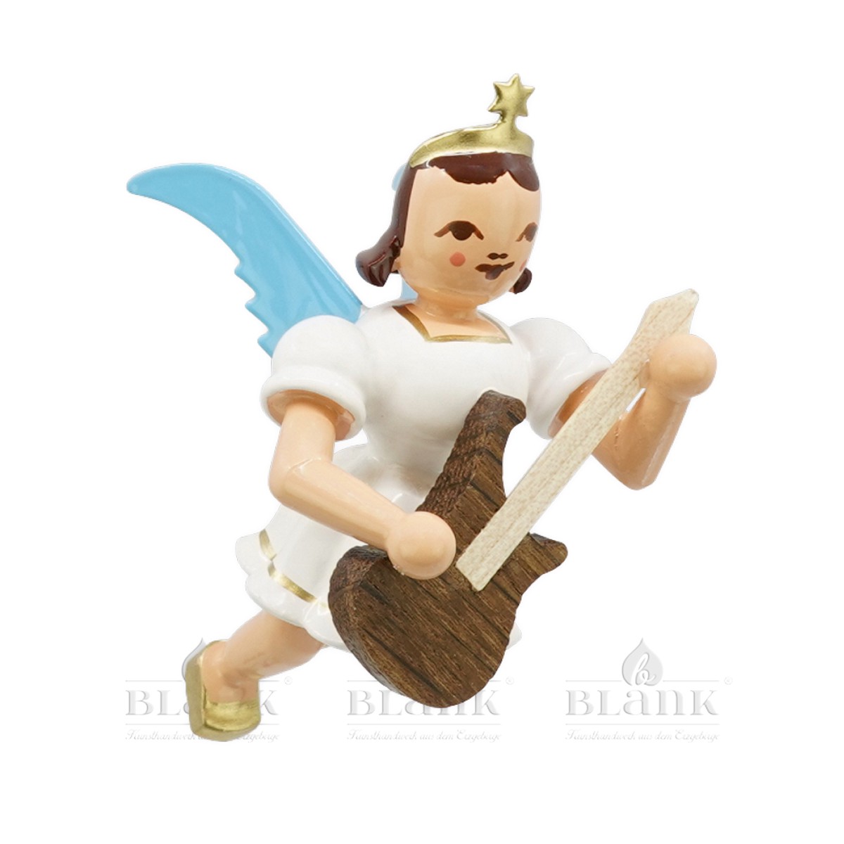 Blank floating angel with electric guitar, colored