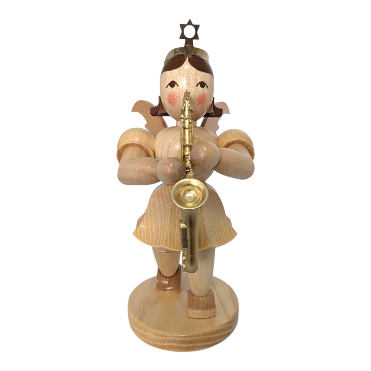 Blank short-skirted angel with saxophone, 22cm