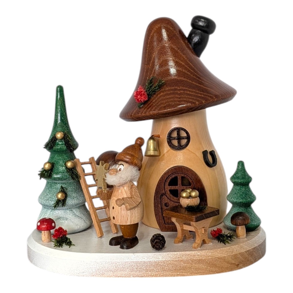 Lumi the Tree-Decorating Gnome Mushroom House Incense Smoker