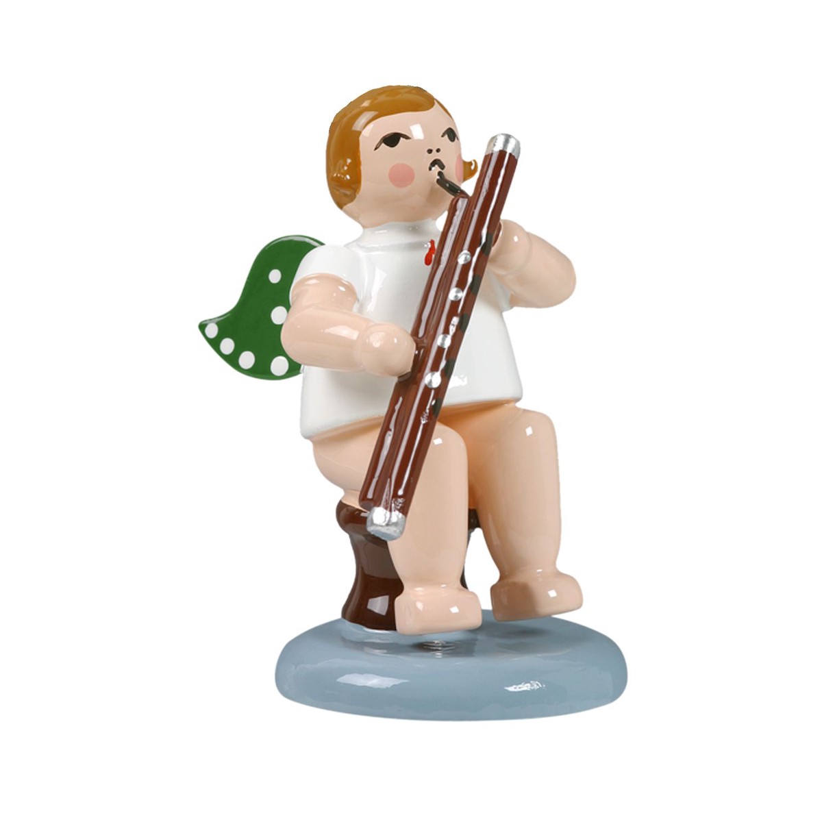 Angel with bassoon, seated without a crown