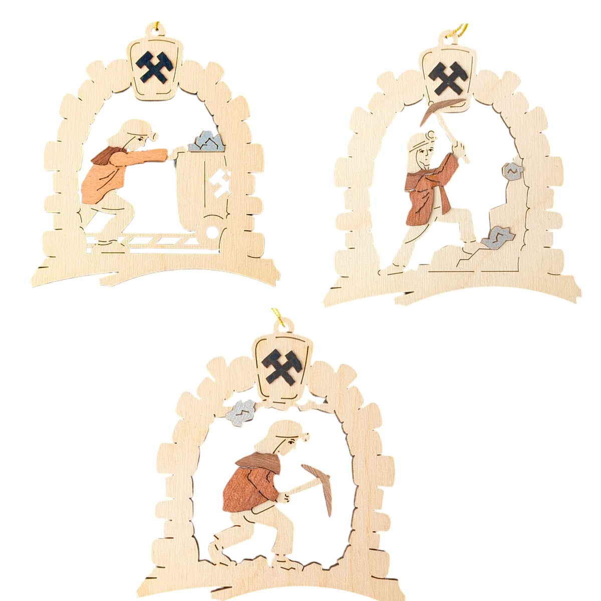 Miner Christmas Tree Ornaments (Set of 6)
