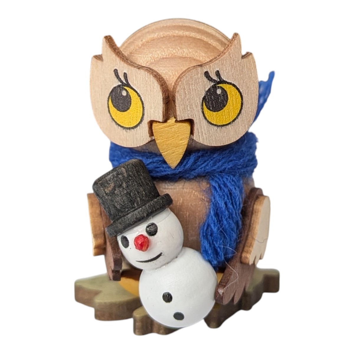 Owl child with snowman, freestanding