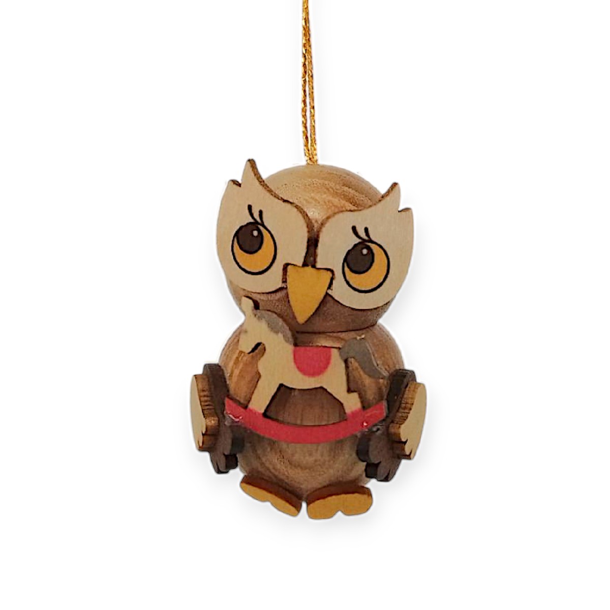 Hanging owl child with rocking horse