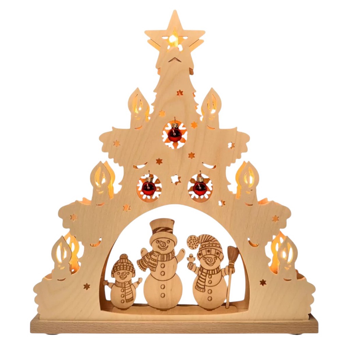 Snowman family light with red balls, 7 lights