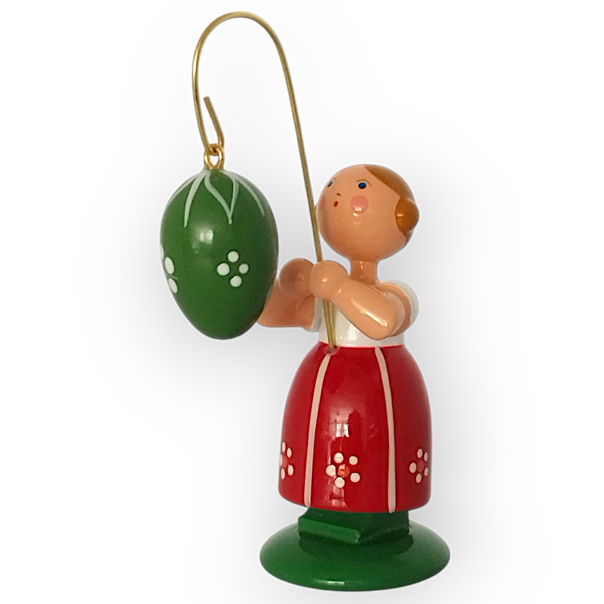Easter girl with dark green egg