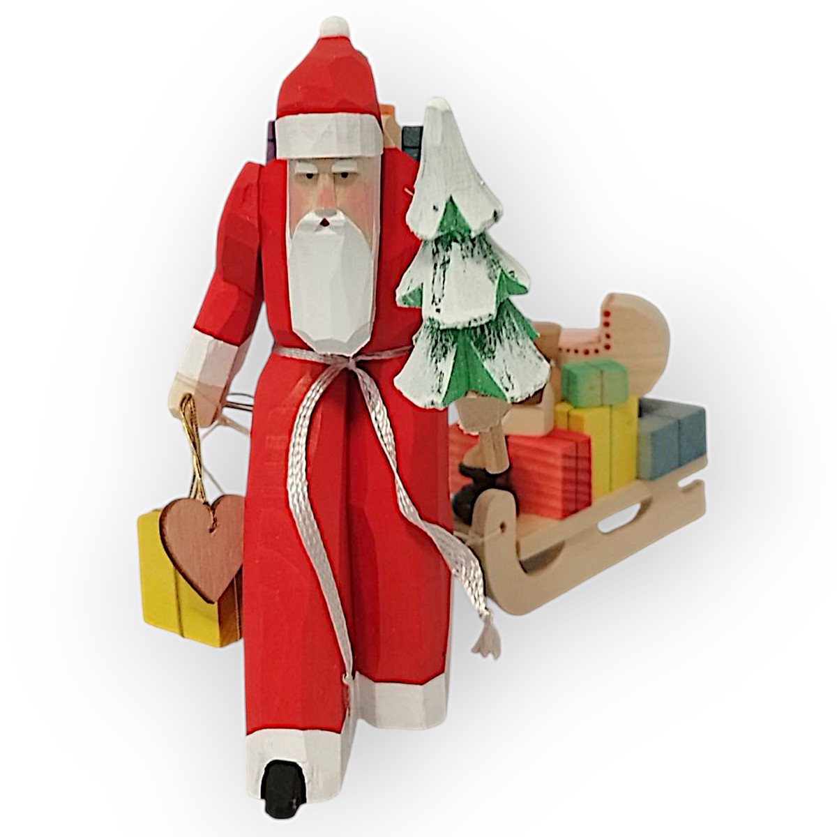 Santa Claus with Christmas tree and sleigh, small