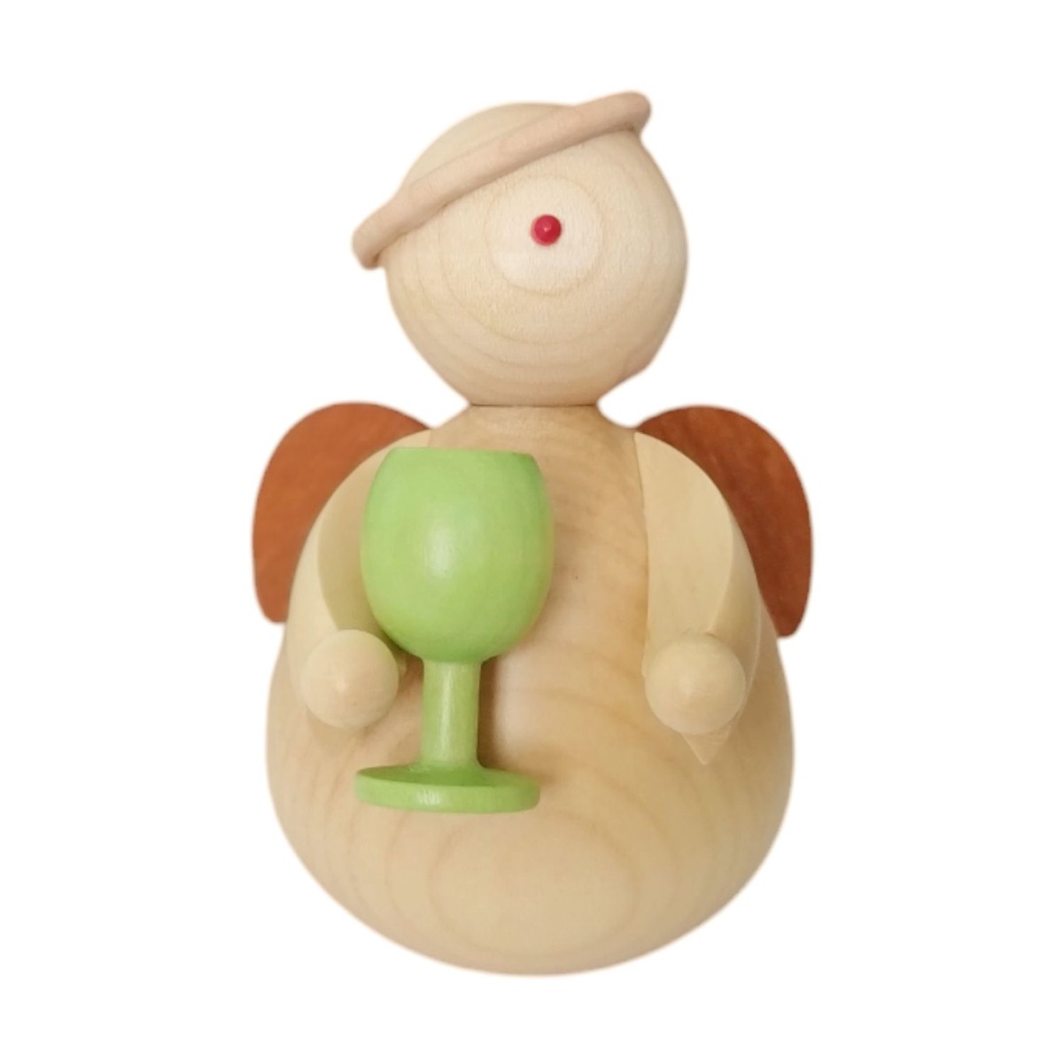 Angel with wine goblet green, modern