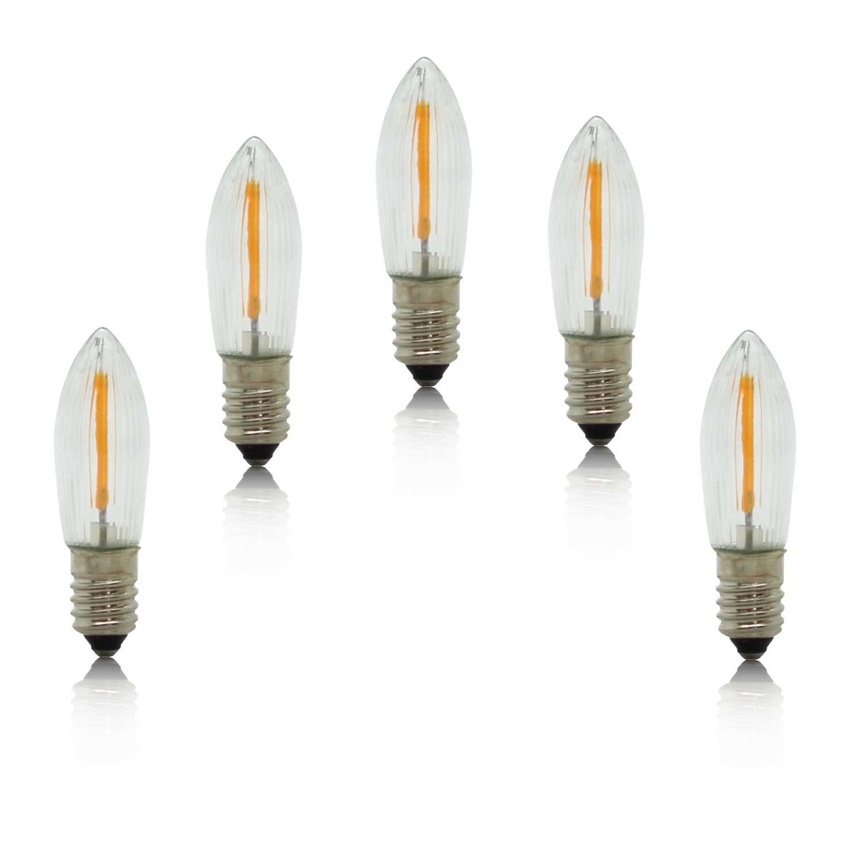 Filament LED ribbed candle 0.2W/E10 various voltages