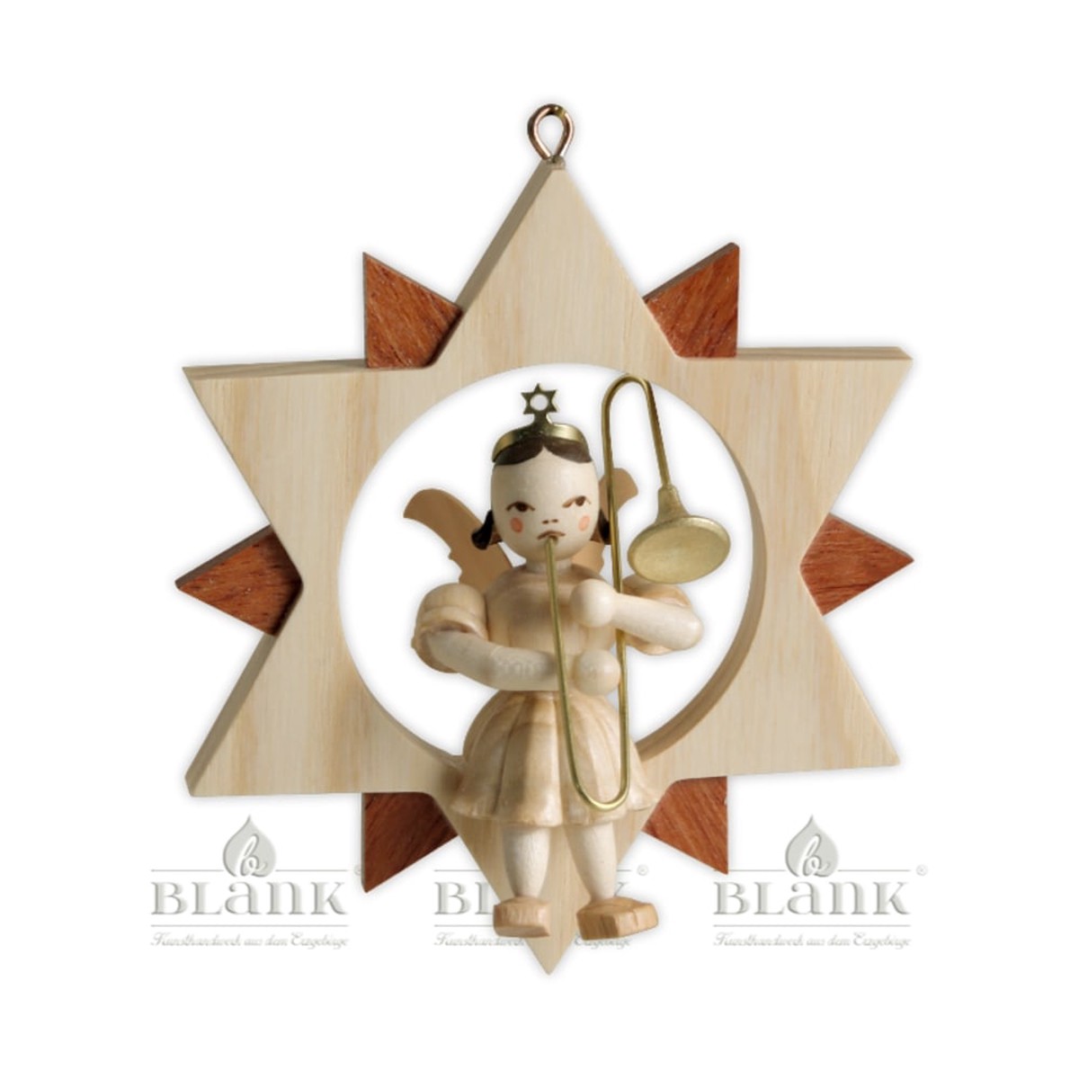 Short skirt angel in the star with slide trombone