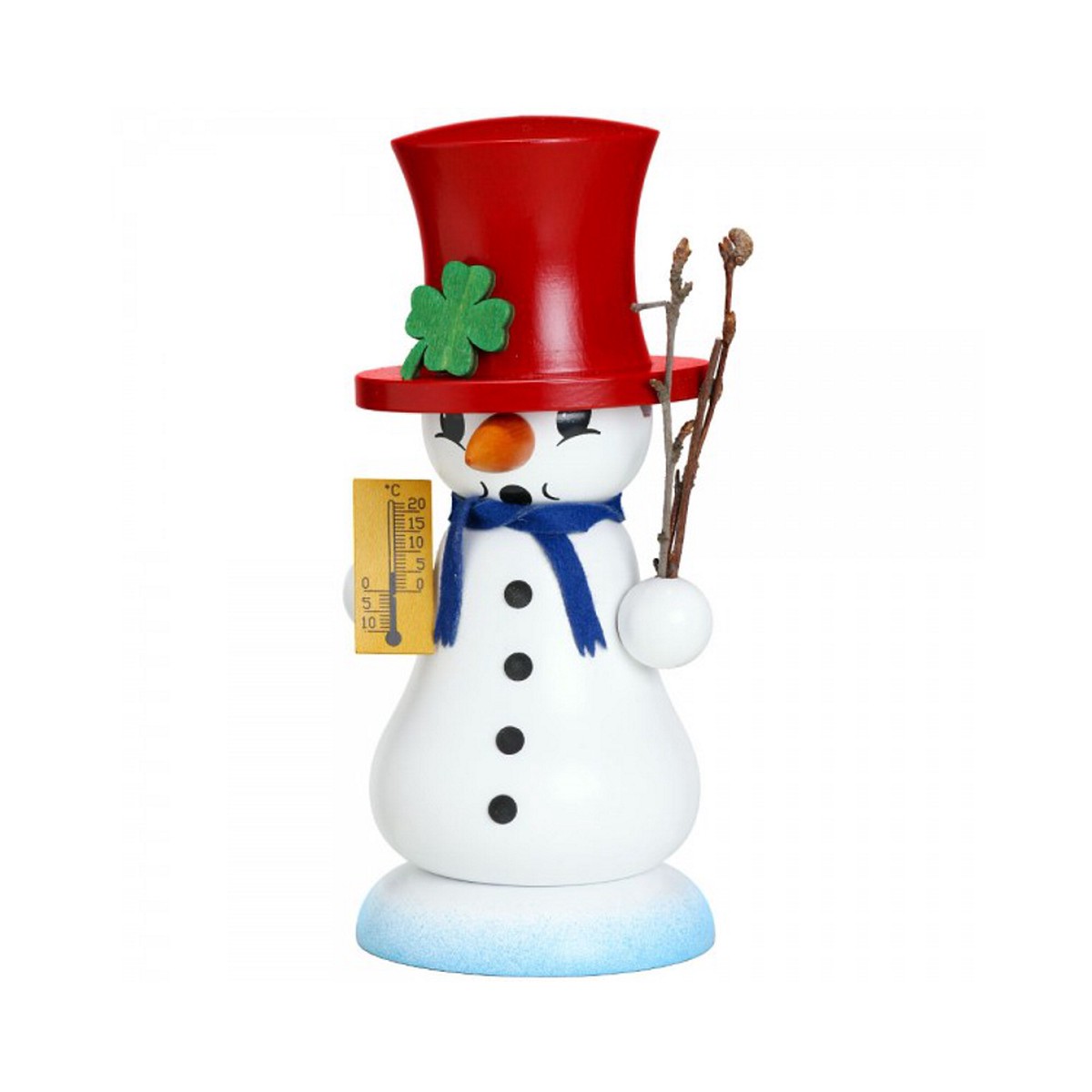 Smoking man snowman Schmelzi with red cylinder