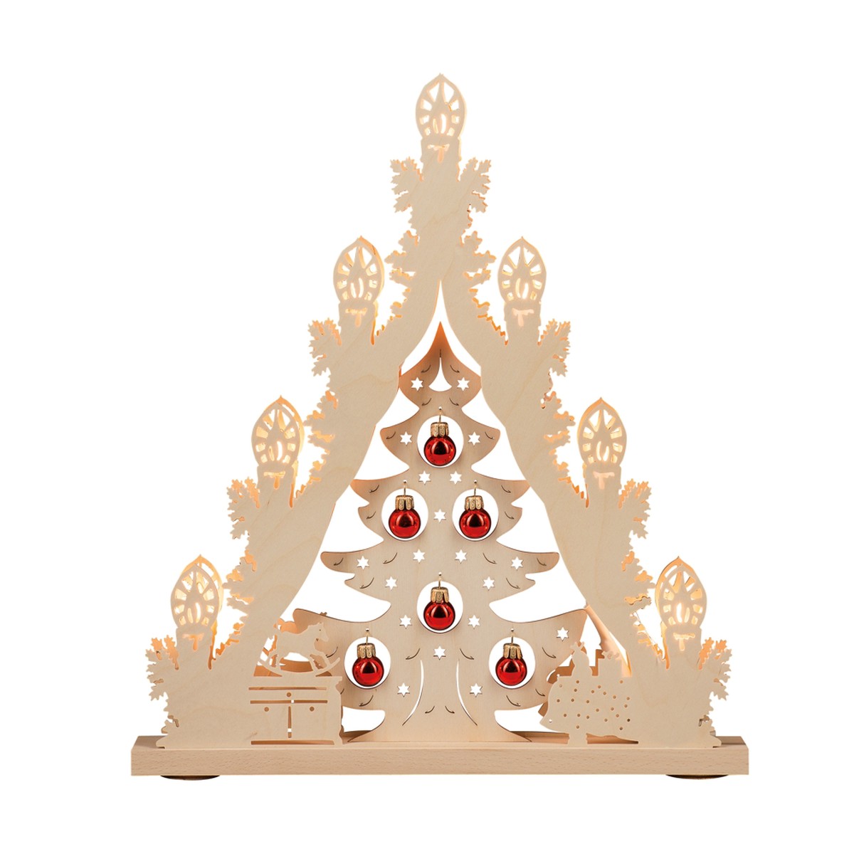 Lights lace 7 flg. tree with red balls