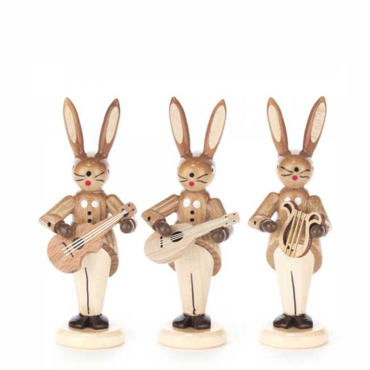 Rabbit trio with guitar, mandolin and lyre, natural