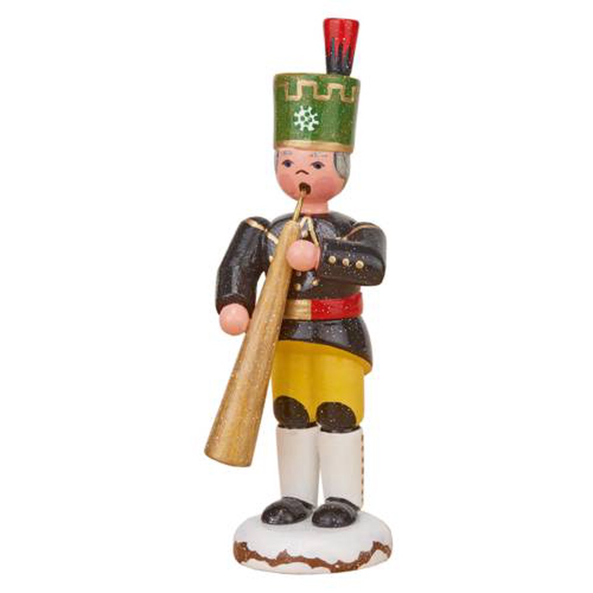 Winter child miner with russian horn