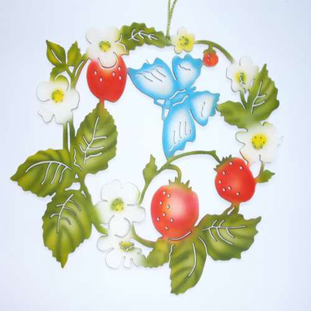 Window Picture Butterfly with Strawberries, colored