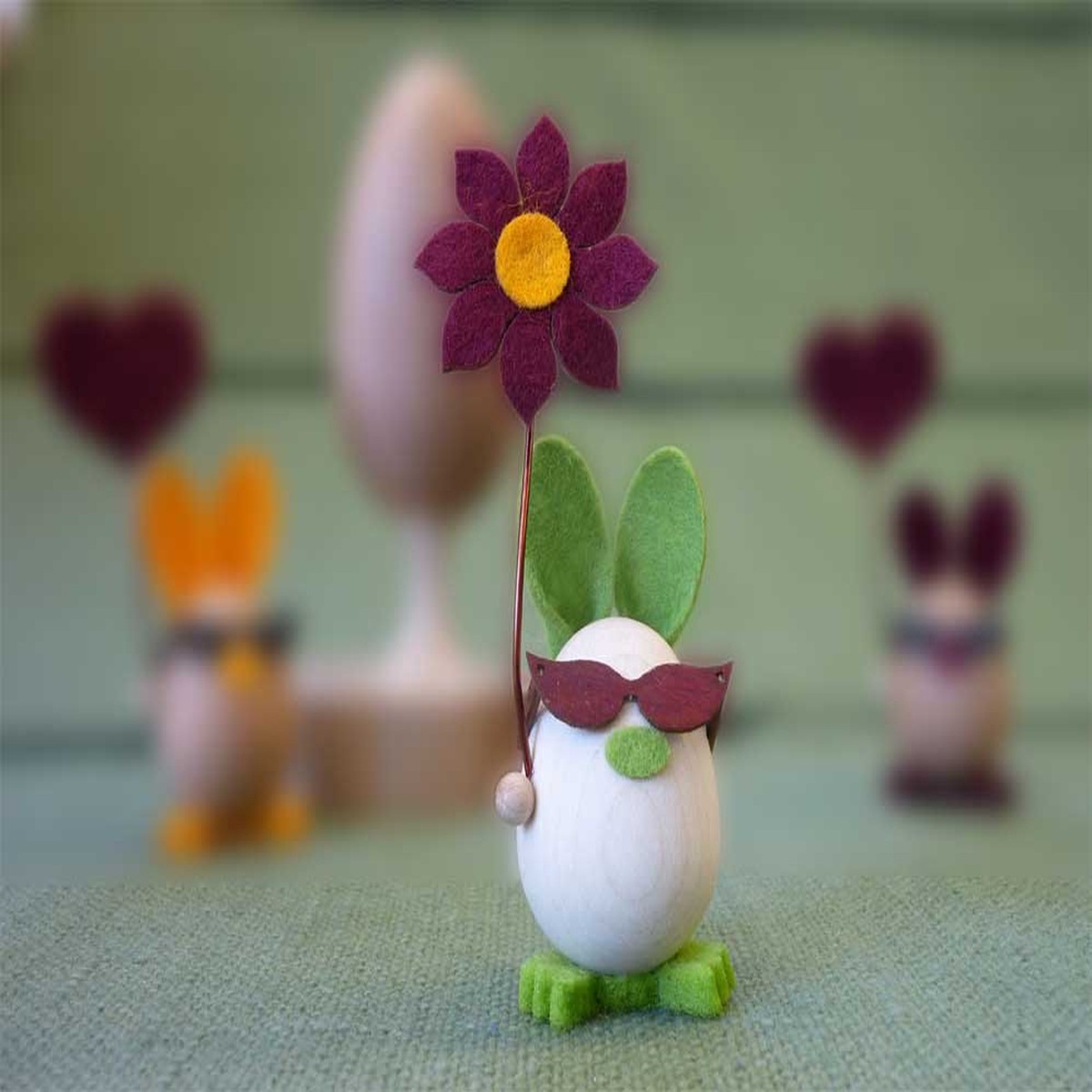 Felt bunny girl with flower