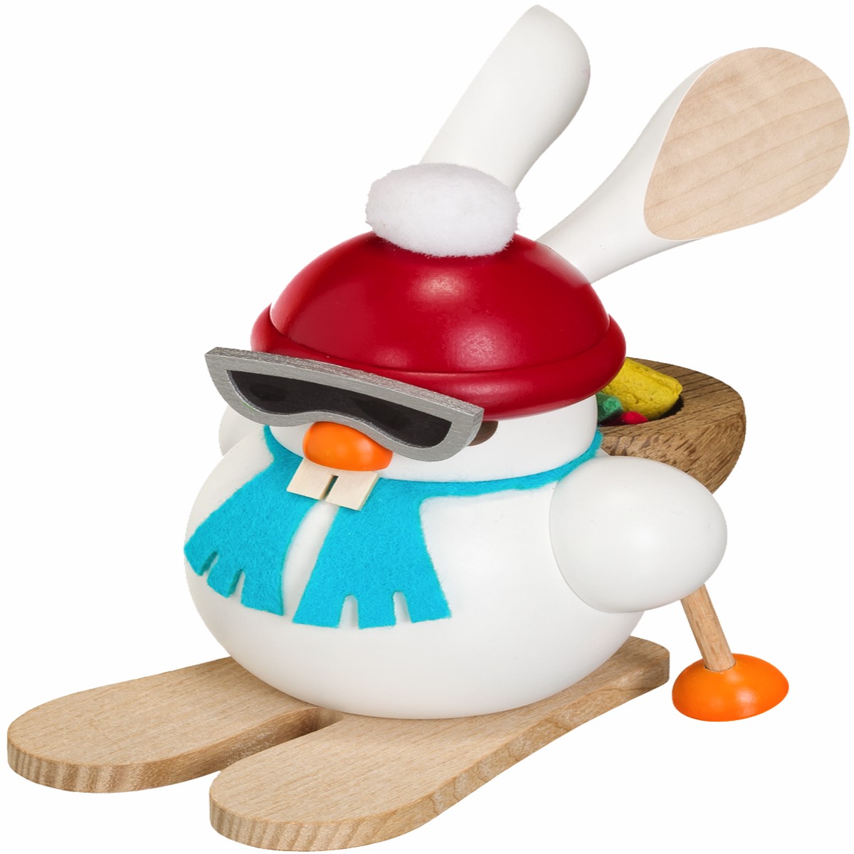 Kugelrucherfigur Ski Hase